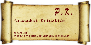 Patocskai Krisztián névjegykártya